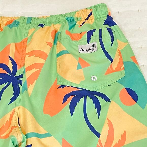 Boardies Swim Trunks Men's M Bright Green Tropical Geometric Print, Beach, Pool - Picture 7 of 11